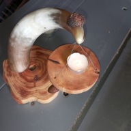 Świecznik drewniany z rogiem DIY unikat jakość premium rustykalny