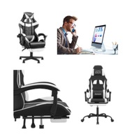 FOTEL GAMINGOWY BIUROWY OBROTOWY DLA GRACZY Z PODNÓŻKIEM KRZESŁO EKO-SKÓRA