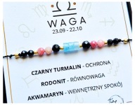 Bransoletka Znak Zodiaku WAGA Ochrona Kamienie naturalne zodiak na Prezent