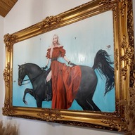 VibRaMy - "Dama na Koniu" Obraz Olejny 150x100 MALOWANY RĘCZNIE