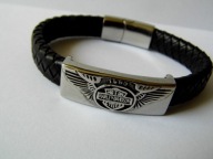 12MM BRANSOLETKA MOTOCYKLOWA STAL 316L ,SKORA PU