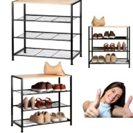 SZAFKA NA BUTY CZARNA METALOWA Z BLATEM MOCNA STOJACA ORGANIZER NA OBUWIE