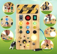 TABLICA MANIPULACYJNA EDUKACYJNA DREWNIANA DLA DZIECI ANTYSTRESOWA DUZA