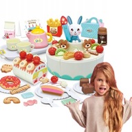 WOOPIE BABY TORT URODZINOWY DO KROJENIA CUKIERNIA ZESTAW DO HERBATY 85 EL.