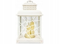 LAMPION ŚWIECZNIK OZDOBNY WITRAŻ BIAŁY LED + BATERIE GRATIS