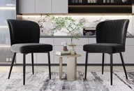 Krzesło do jadalni (komplet 2 szt.) z oparciem, aksamit, metalowa rama