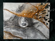 „Pęknięcie” – obraz autorski, technika mieszana, unikat (WOŚP)