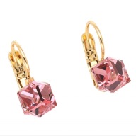 61950 Kolczyki 18K pozłacane 16/8 MM ROSE CRYSTAL Swarovski