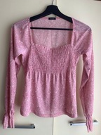36 38 Vero Moda bluzka styl boho marszczenia różowa kwiatki