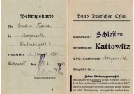 Karta członkowska BDO 1941 – Śląsk, Kattowitz, znaczki, III Rzesza