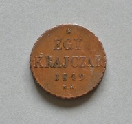 KRÓLESTWO WĘGIER 1 KRAJCAR 1849 RZADKI