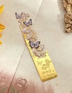 Unikalna zakładka do książki Metalowa Złota Fioletowe Motyle Gadżet