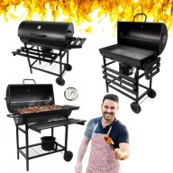 PRZENOŚNY DUŻY CZARNY GRILL OGRODOWY WĘGLOWY GRAND Z POKRYWĄ I TERMOMETREM