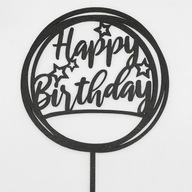 CZARNY TOPPER NA TORT – „Happy Birthday” | URODZINY IMPREZA okrągły