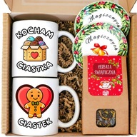 ZESTAW PREZENTOWY ŚWIĄTECZNY HERBATA I KUBEK DLA RODZICÓW I PARY