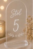 5x Eleganckie numerki na stoły weselne – akryl (plexi) | Personalizowane