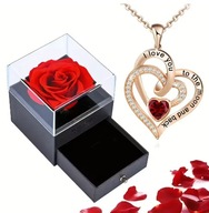 WIECZNA RÓŻA W SZKLE NASZYJNIK PREZENT WALENTYNKI DLA DZIEWCZYNY ŻONY MAMY