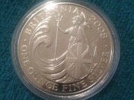BRITANNIA 1 uncja srebro 2008 2 funty Elżbieta II Two Pounds Oz Ag moneta