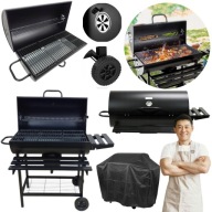 GRILL WĘGLOWY OGRODOWY DUŻY ŻELIWNY RUSZT 70X35CM POKRYWA,PÓŁKAMI+POKROWIEC