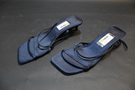 TOPSHOP, granatowe, satynowe, piękne biurowe klapki - sandałki, rozmiar 40