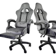 Fotel gamingowy XL POKER PRO Grey Alcantara z podnóżkiem – komfort PRO