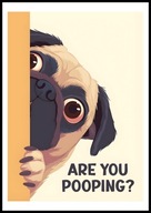 A3 ŚMIESZNY PLAKAT DO ŁAZIENKI TOALETY WC Z PSEM PIES MOPS ARE YOU POOPING?