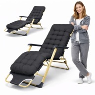 LEŻAK OGRODOWY PLAŻOWY ROZKŁADANY CZARNY Z PODUSZKĄ IDEALGARDEN DC01-GD-BK