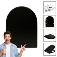 DESKA SEDESOWA WOLNOOPADAJĄCA CZARNA UNIWERSALNA ANTYBAKTERYJNA KLAPA KOŁO