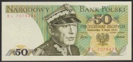 50 zł. 1975 r. ser. BL UNC b. rzadka seria - PIĘKNY !!