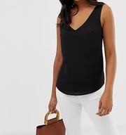 Oasis czarny top na ramiączkach XS 34 delikatna bluzka casual