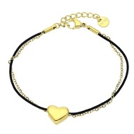 77420 Bransoletka złota stal chirurgiczna sznurek serce