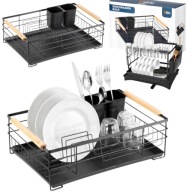 SUSZARKA OCIEKACZ NA SZTUĆCE TALERZE DO NACZYŃ METALOWY CZARNY XXL DUŻA