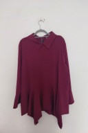 Bordowa elegancka asymetryczna koszula z kołnierzykiem 50, 52