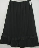 Spódnica prosta czarna cienka dzianina dół z falbankami długa r 50/58