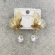 79949 Kolczyki złota stal chirurgiczna motylek z kryształkiem