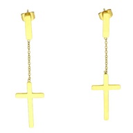 47724 Kolczyki złota stal chirurgiczna krzyżyki na łańcuszku