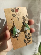 Kolczyki fairycore - białe kwiaty - rękodzieło, szkło, stal nierdzewna