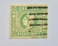 1859 Argentyna Buenos Aires Mi.9 kasowany znaczek. Wartość 150,- Euro.