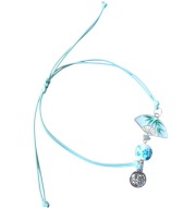 Bransoletka sznurkowa z wachlarzem i ceramicznym koralikiem