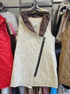 Kamizelka pikowana długa kremowa r. Uni Italy, panterka !!!