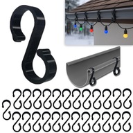 Haczyki Na Rynne Do Lampek LED Ozdoby Dekoracje Girlandy Czarne 25szt