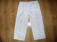 M-S 100% LEN BIAŁE JAK NOWE LNIANE damskie SPODNIE r XXL
