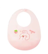 Śliniak silikonowy z kieszonką| Różowy Królik| AS