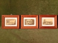 Trzy stare Warszawskie ryciny / grafiki - oprawione, w pięknym stanie