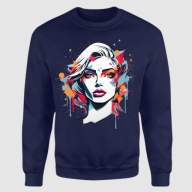Granatowa Bluza XL Unisex z grafiką Modern Woman, artystyczny styl i wygoda