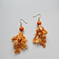 Kolczyki rękodzieło na szydełku z chwostem