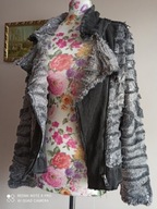 CREAM KURTKA RAMONESKA FUTERKO CEKINY 38/40