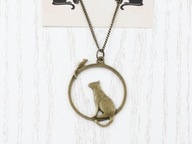 wisiorek KOT I MYSZ kotek vintage retro aesthetic boho gypsy etno CAT005