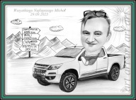 Karykatura na prezent ze zdjęcia dla kierowcy wykonanie ręcznie PROMOCJA