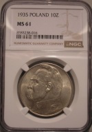 II RP - 10 złotych 1935 PIŁSUDSKI MS 61 NGC